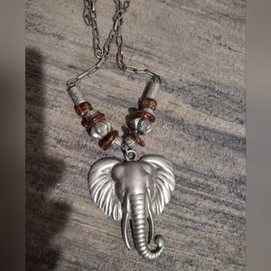 Silver Elephant Pendant Necklace